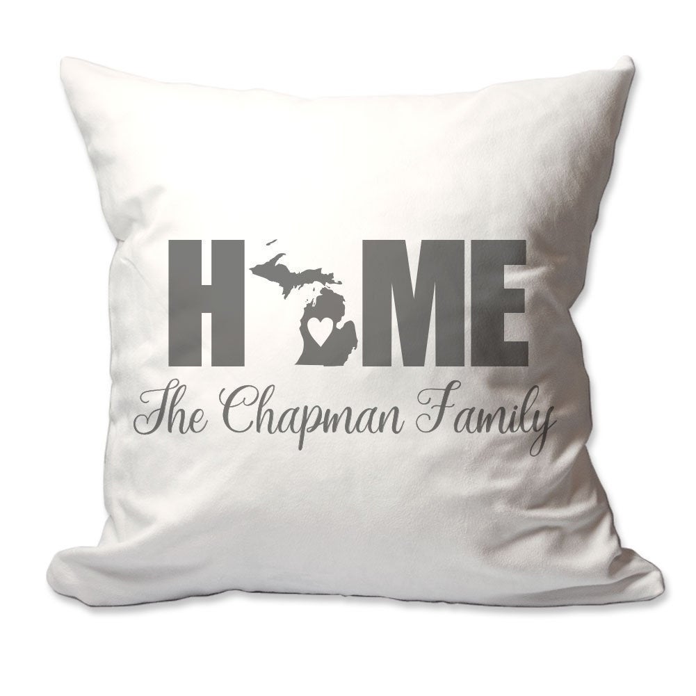 Personalized Michigan Home with Heart Throw Pillow  - Cover Only OR Cover with Insert