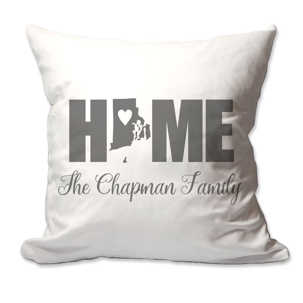 Personalized Rhode Island Home with Heart Throw Pillow  - Cover Only OR Cover with Insert