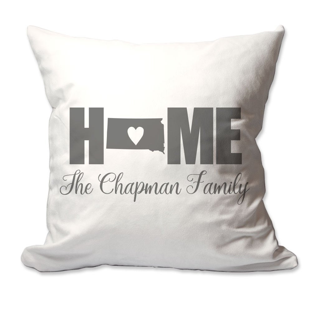 Personalized South Dakota Home with Heart Throw Pillow  - Cover Only OR Cover with Insert