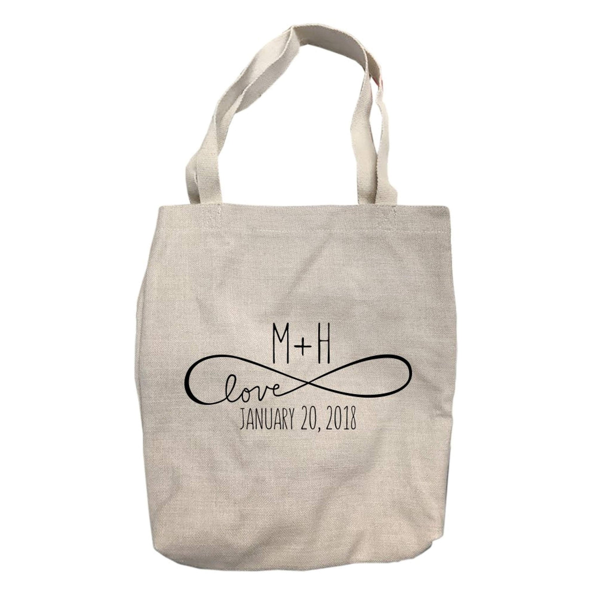 Personalized Love Infinity with Couples Initials and Date Tote Bag