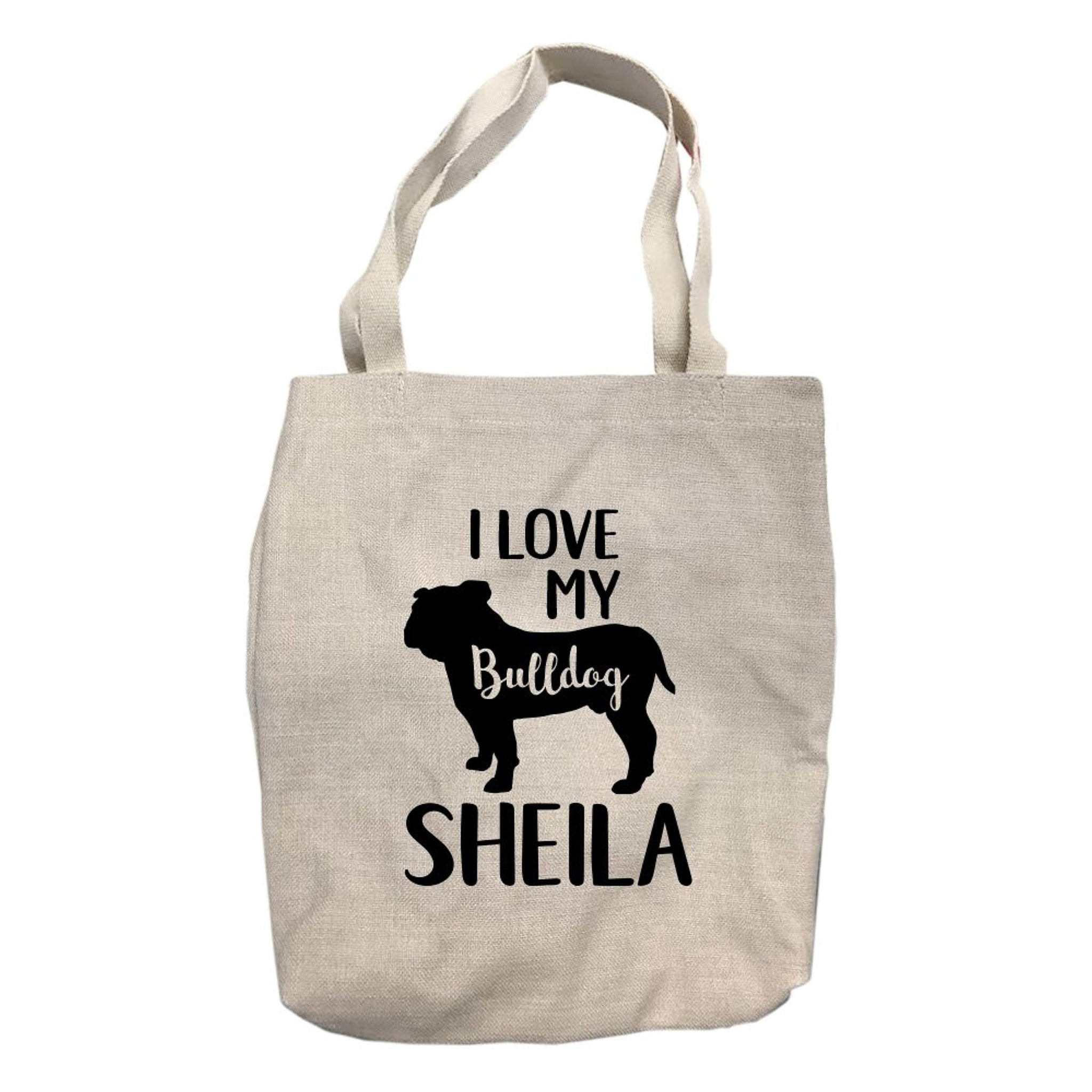 Personalized I Love My Bulldog Tote Bag