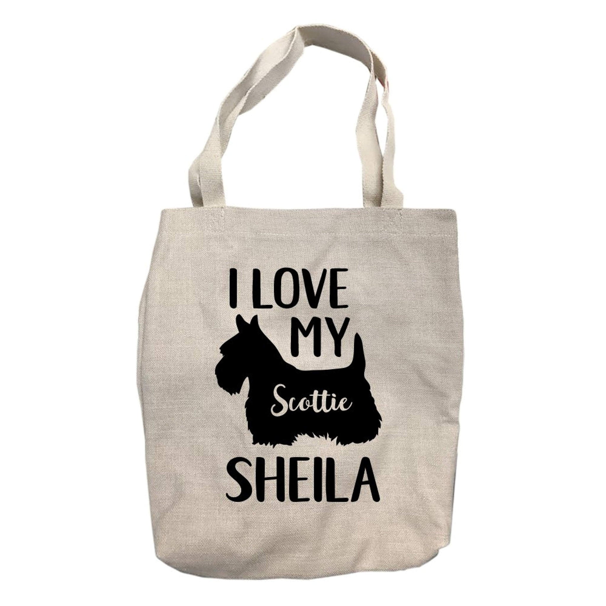 Personalized I Love My Scottish Terrier Tote Bag