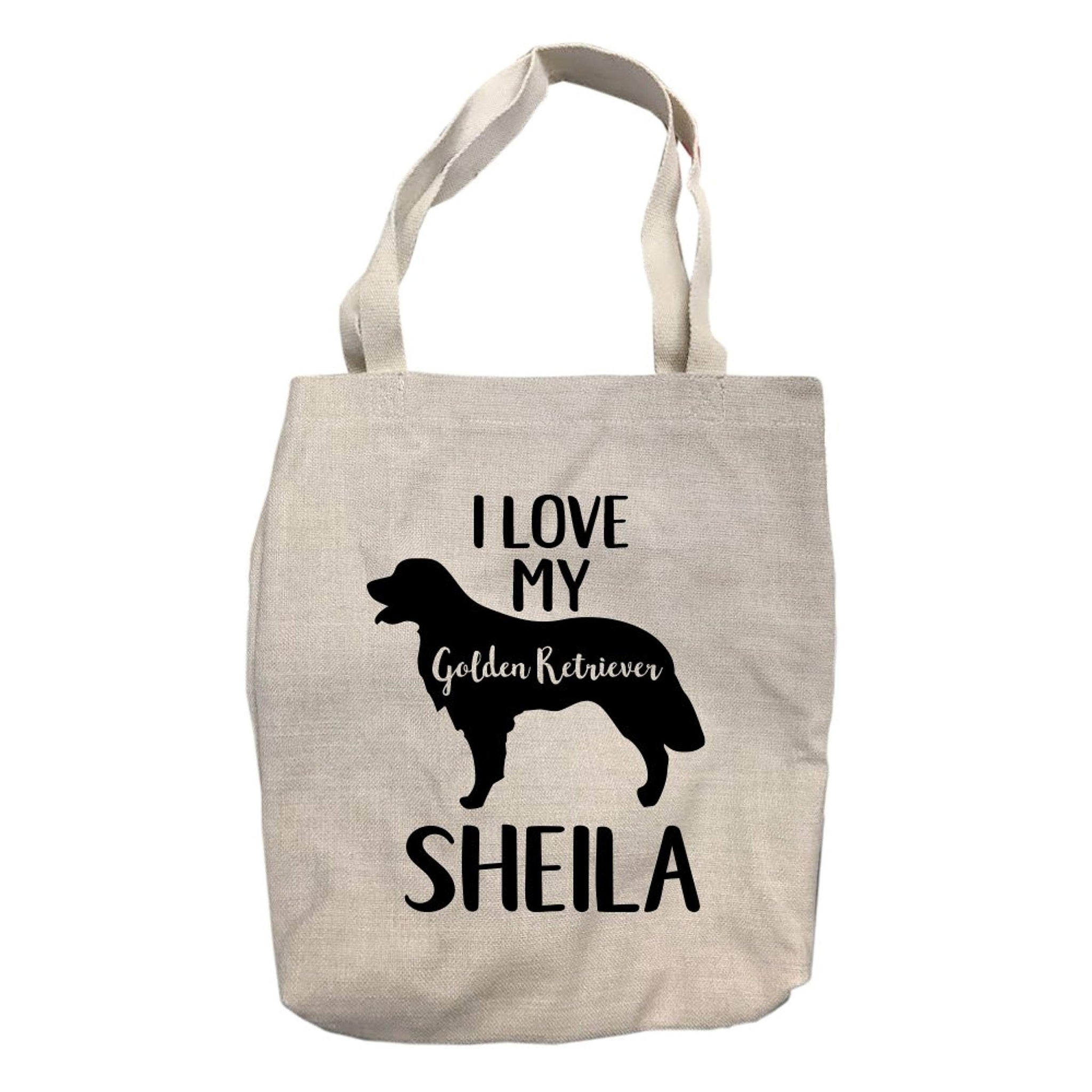 Personalized I Love My Golden Retriever Tote Bag
