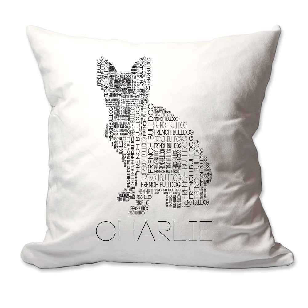 Personalized French Bulldog Word Silhouette Throw Pillow - Cover Only OR Cover with Insert