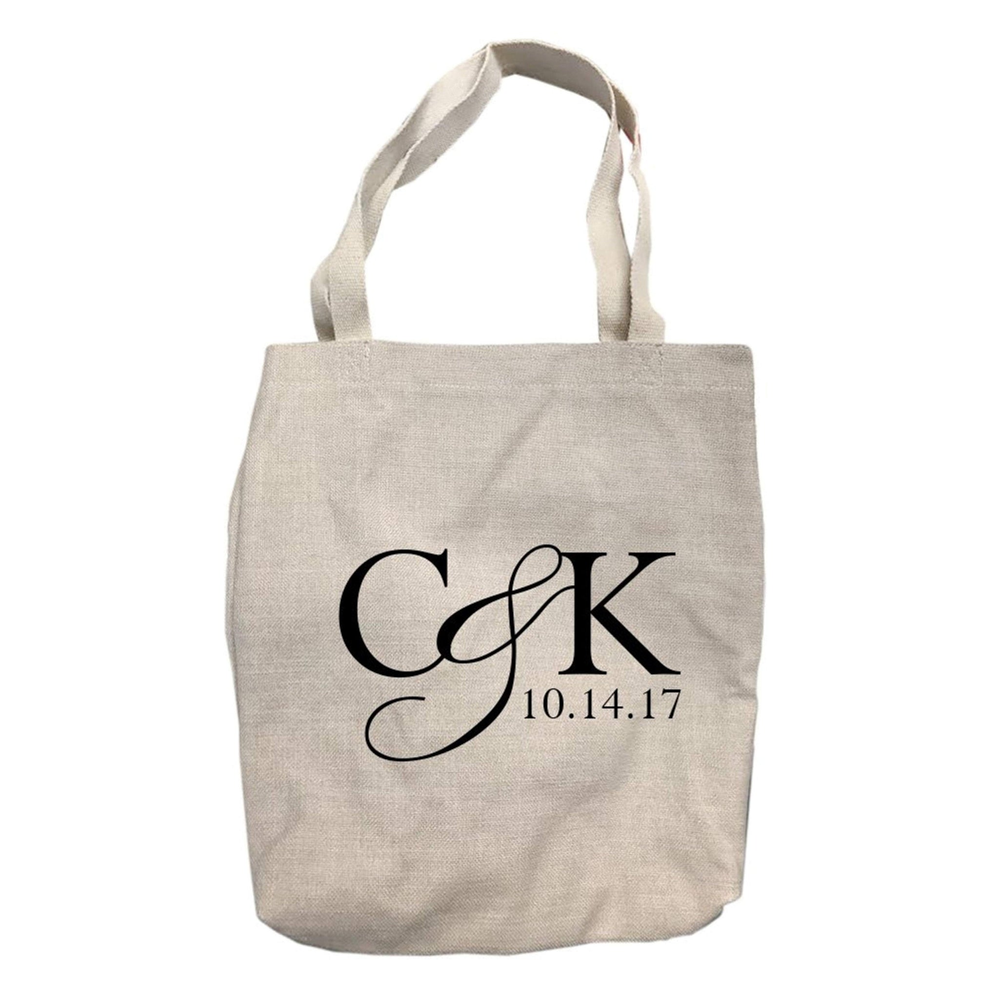 Personalized Couples Initials and Date Tote Bag