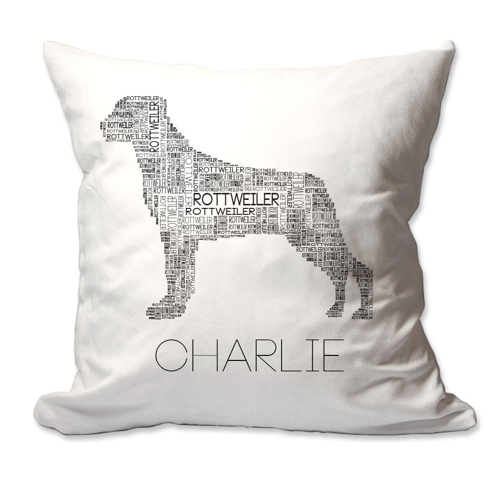 Personalized Rottweiler Word Silhouette Throw Pillow  - Cover Only OR Cover with Insert