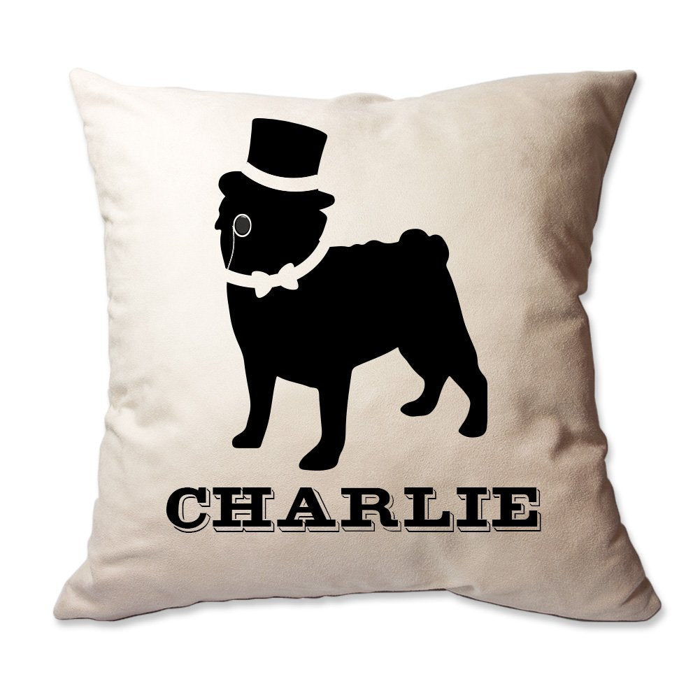 Personalized Fancy Pug Throw Pillow  - Cover Only OR Cover with Insert