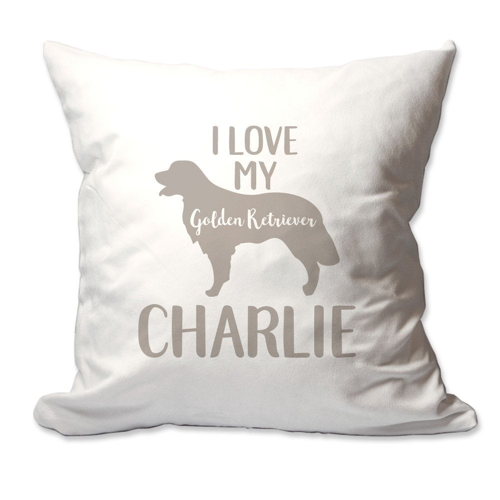 Personalized I Love My Golden Retriever Throw Pillow  - Cover Only OR Cover with Insert