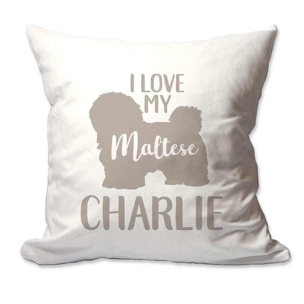 Personalized I Love My Maltese Throw Pillow  - Cover Only OR Cover with Insert
