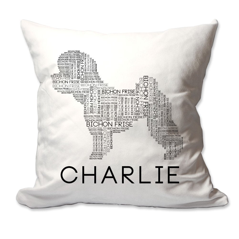 Personalized Bichon Frise Dog Breed Word Silhouette Throw Pillow  - Cover Only OR Cover with Insert