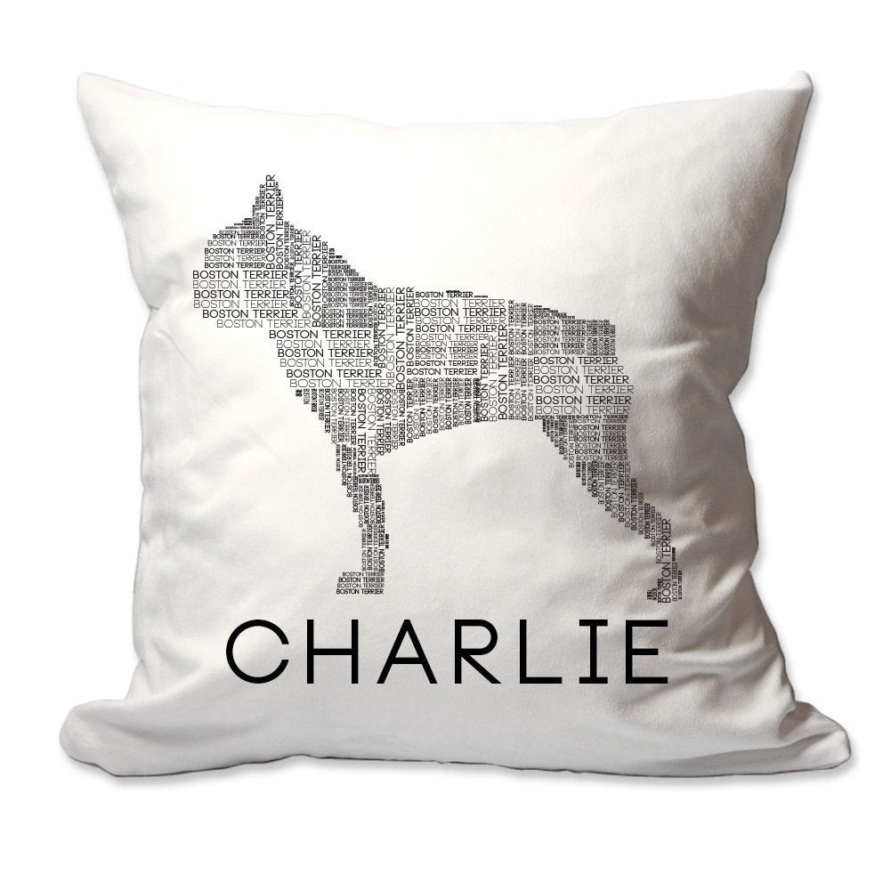 Personalized Boston Terrier Dog Breed Word Silhouette Throw Pillow  - Cover Only OR Cover with Insert