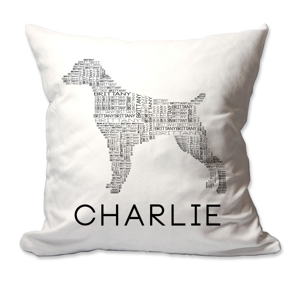 Personalized Brittany Dog Breed Word Silhouette Throw Pillow  - Cover Only OR Cover with Insert