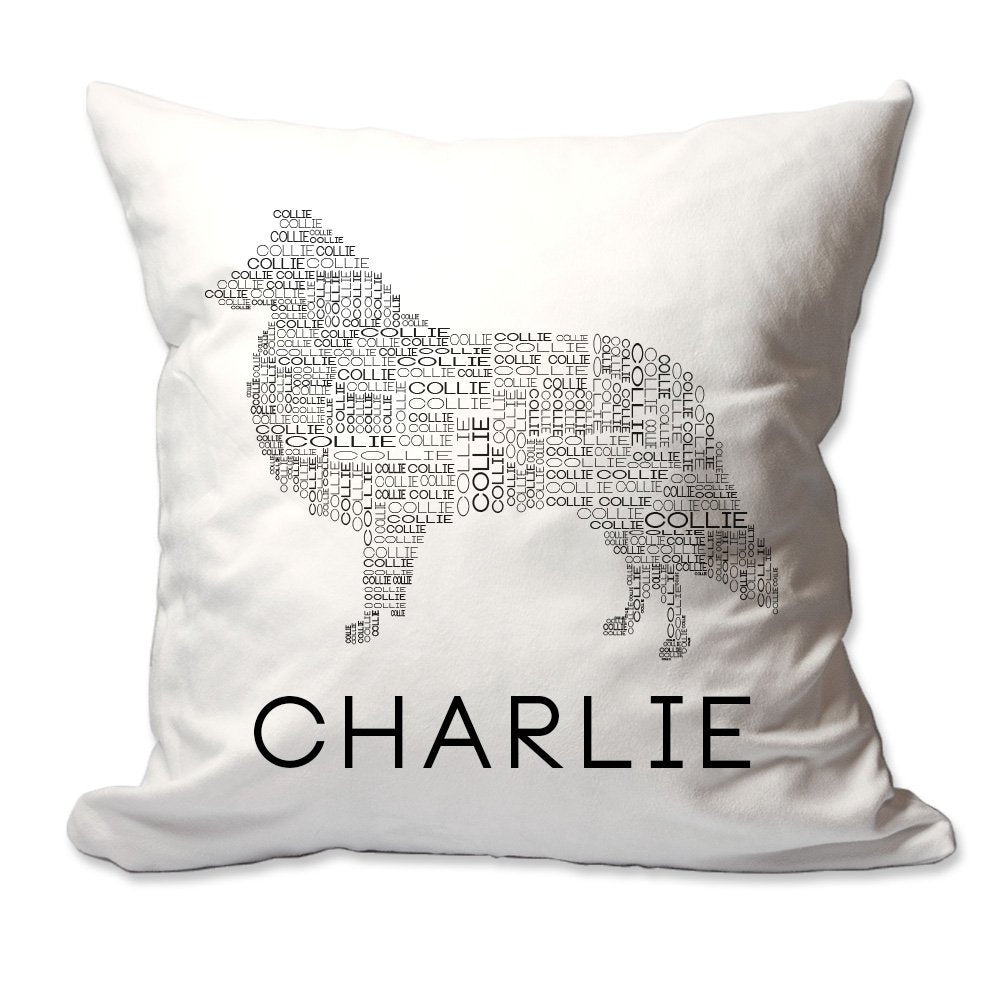 Personalized Collie Dog Breed Word Silhouette Throw Pillow  - Cover Only OR Cover with Insert