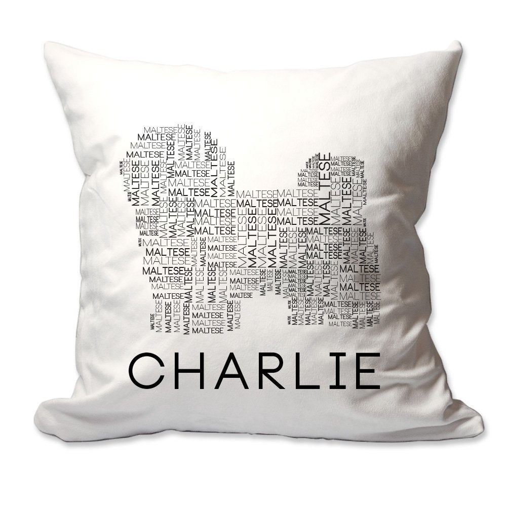 Personalized Maltese Dog Breed Word Silhouette Throw Pillow  - Cover Only OR Cover with Insert