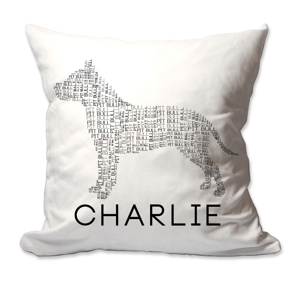 Personalized Pit Bull Dog Breed Word Silhouette Throw Pillow  - Cover Only OR Cover with Insert