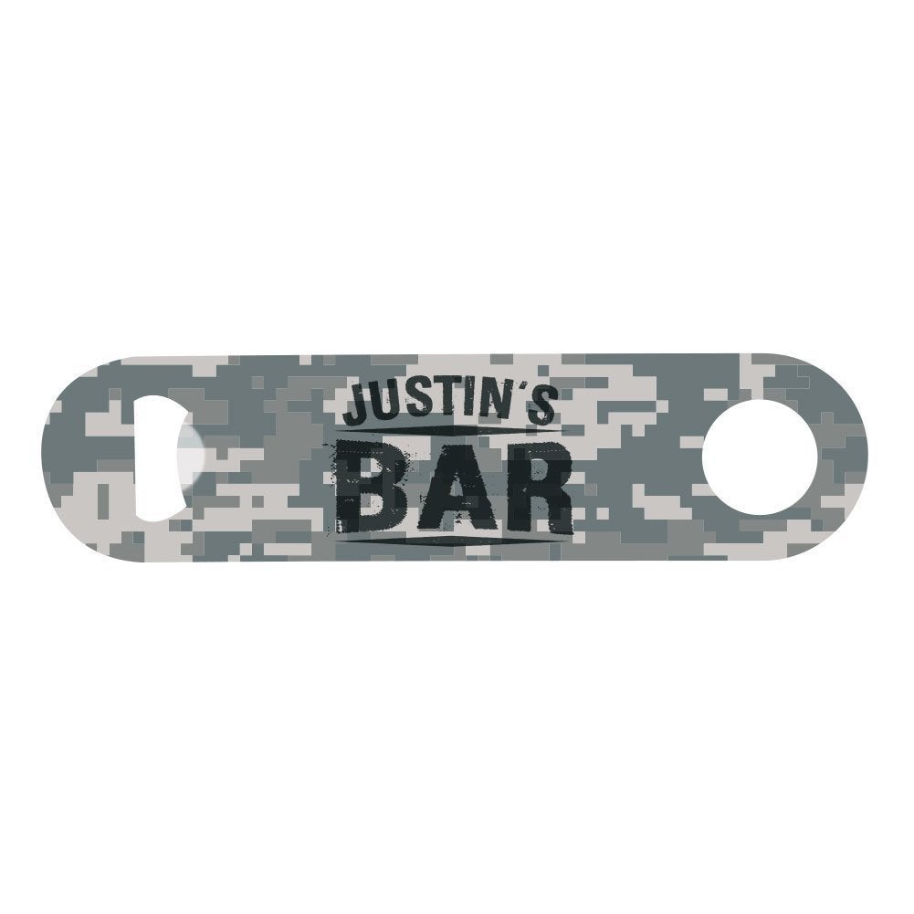 Personalized Stainless Steel Metal Bar Style Digital Camo Bar Bottle Opener