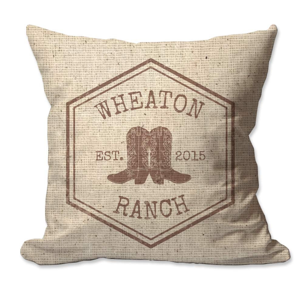 Personalized Rustic Ranch Textured Linen Throw Pillow  - Cover Only OR Cover with Insert