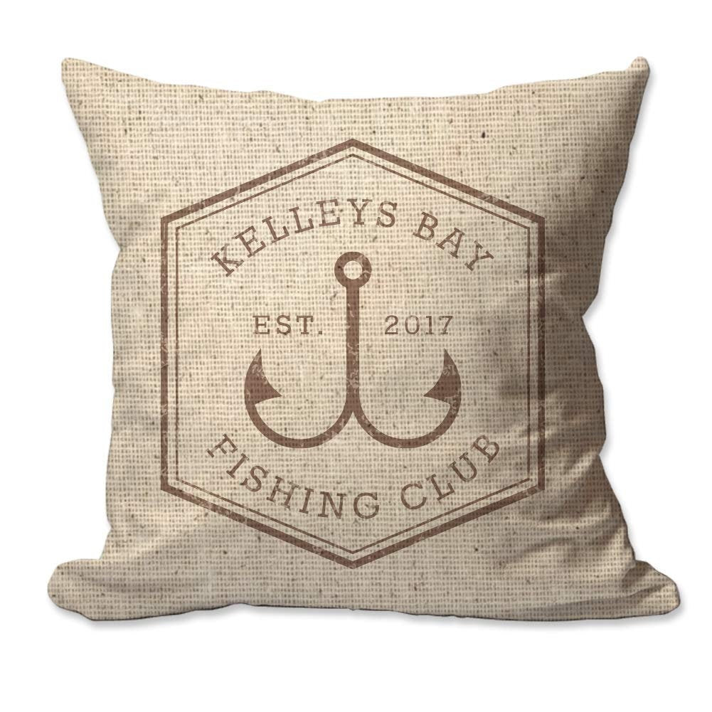 Personalized Fishing Club Textured Linen Throw Pillow  - Cover Only OR Cover with Insert