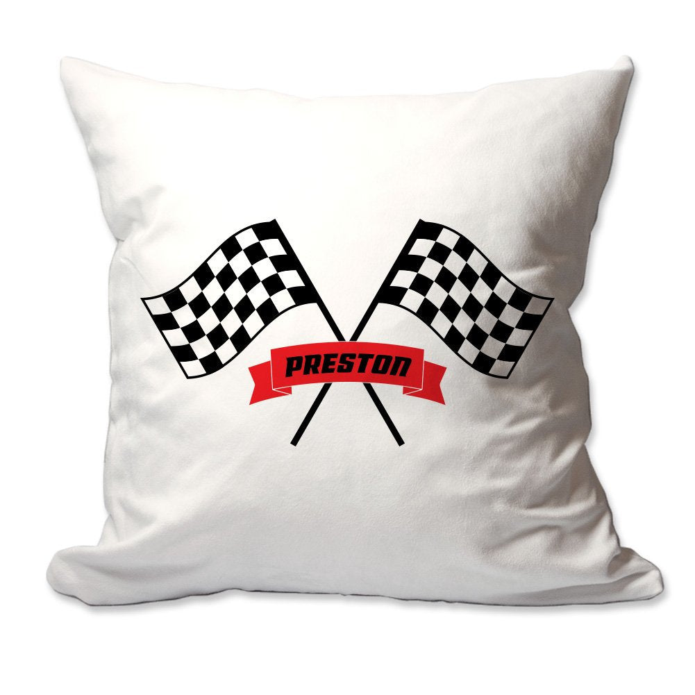 Personalized Racing Flags Throw Pillow  - Cover Only OR Cover with Insert