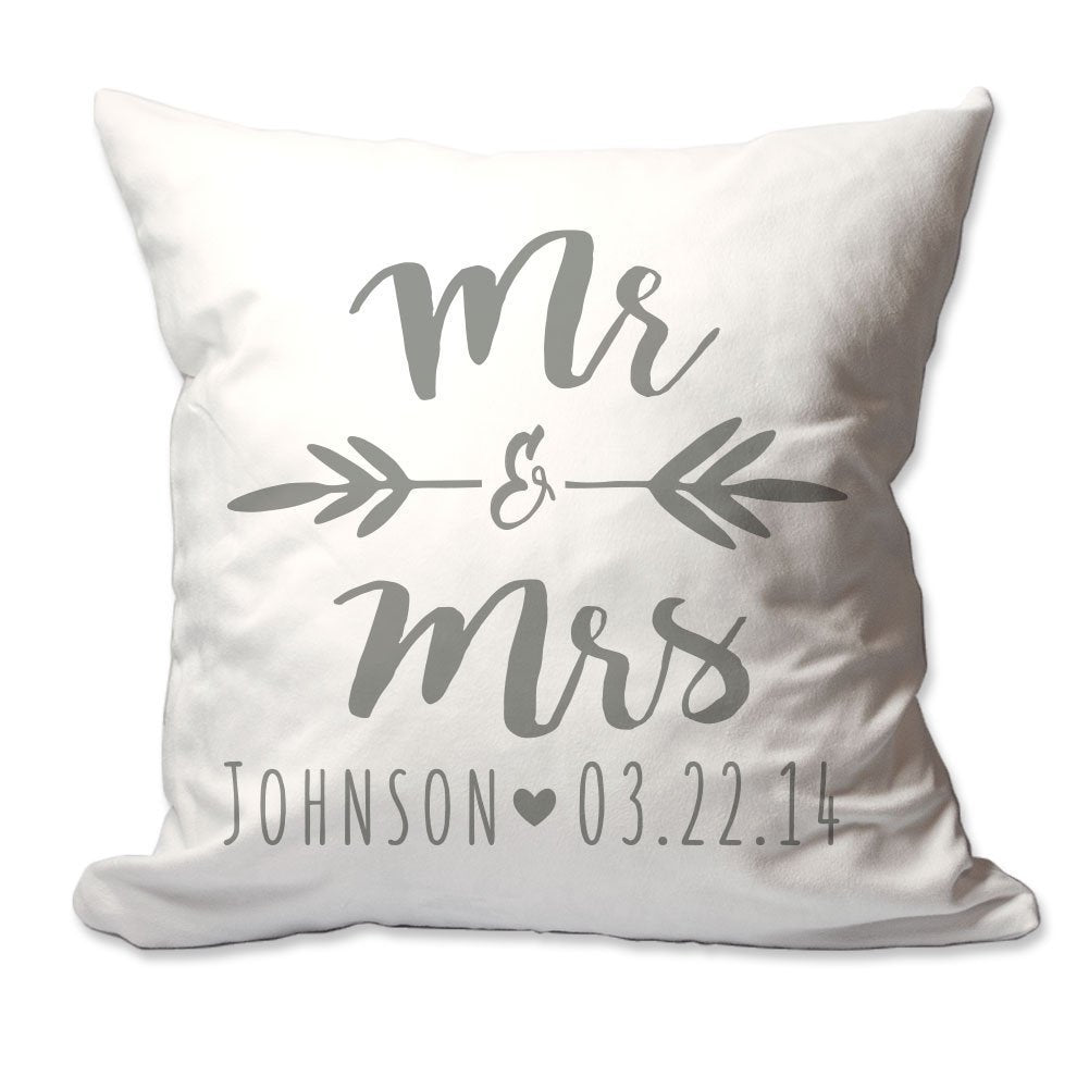 Personalized Brush Script Mr. & Mrs. Throw Pillow  - Cover Only OR Cover with Insert