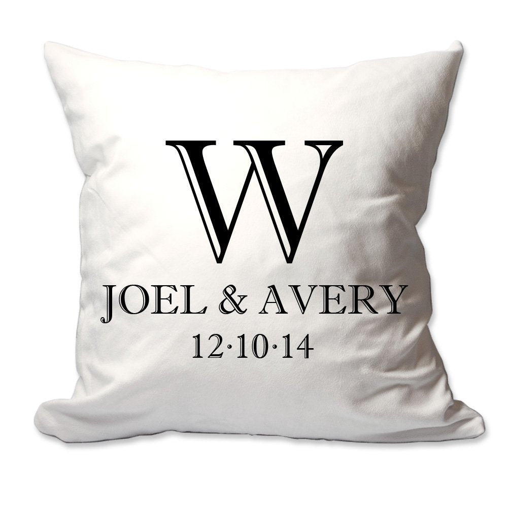 Couple's Initial and Names with Date Throw Pillow  - Cover Only OR Cover with Insert