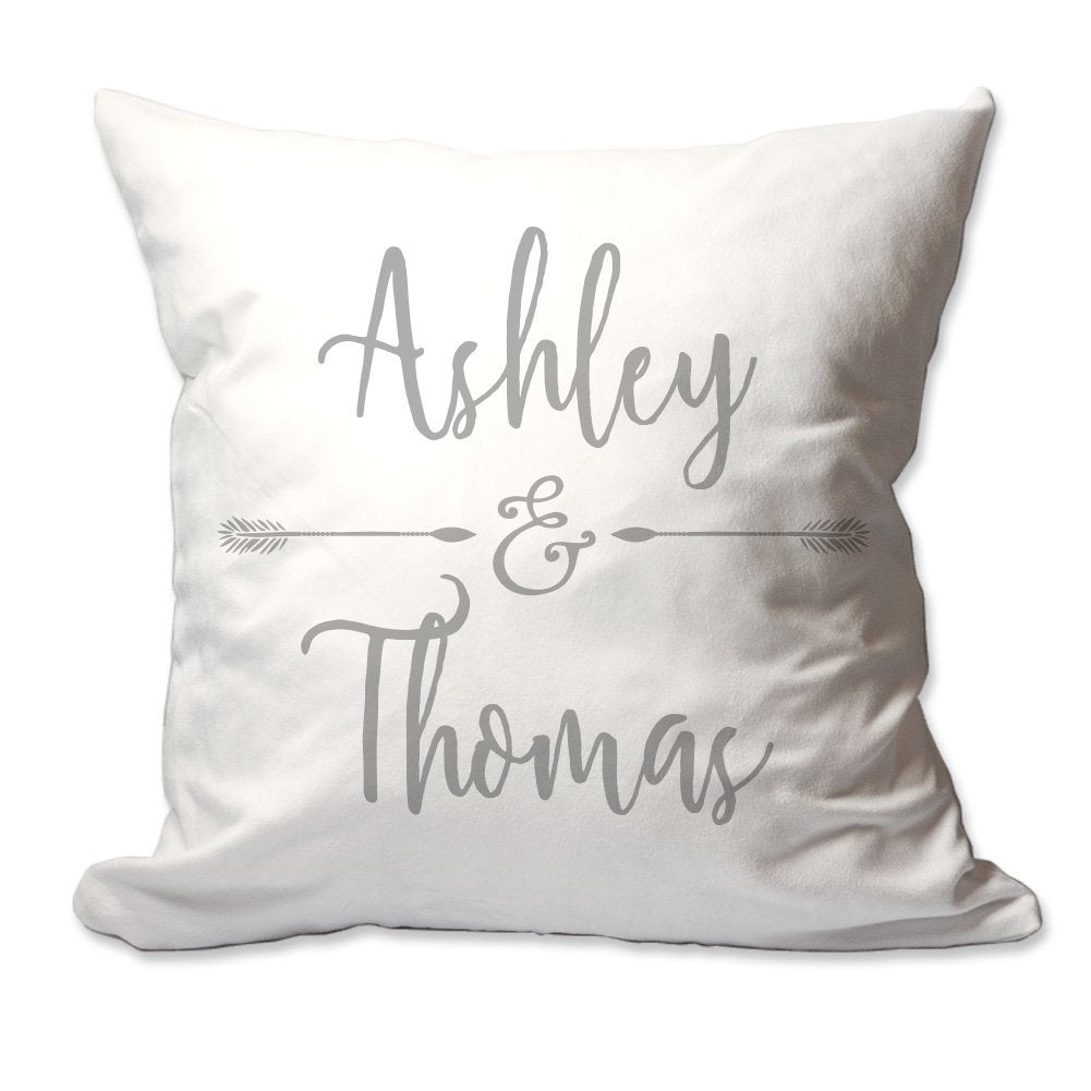 Couple's Names with Ampersand and Arrows Throw Pillow  - Cover Only OR Cover with Insert