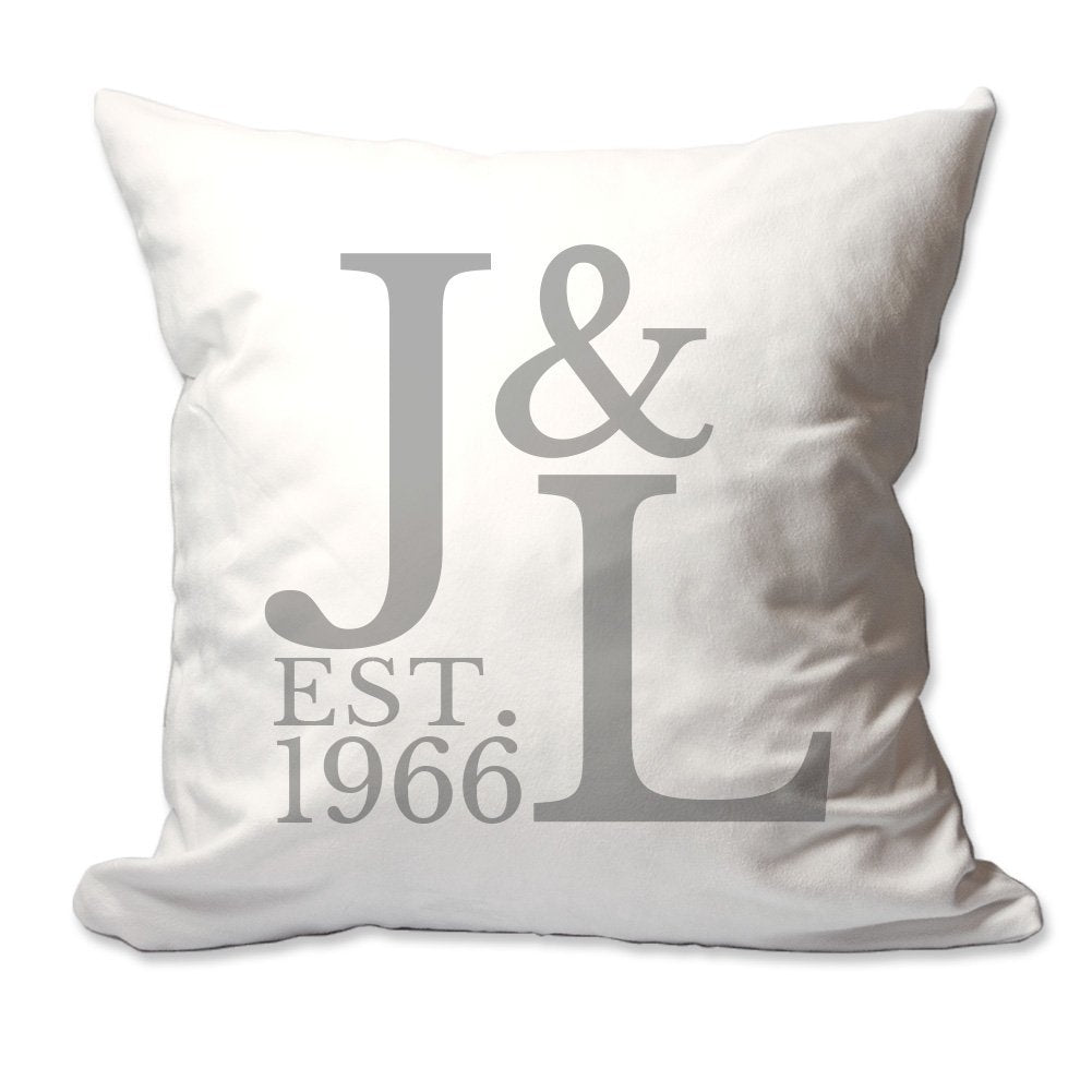 Couple's Initials and Est Year Throw Pillow  - Cover Only OR Cover with Insert