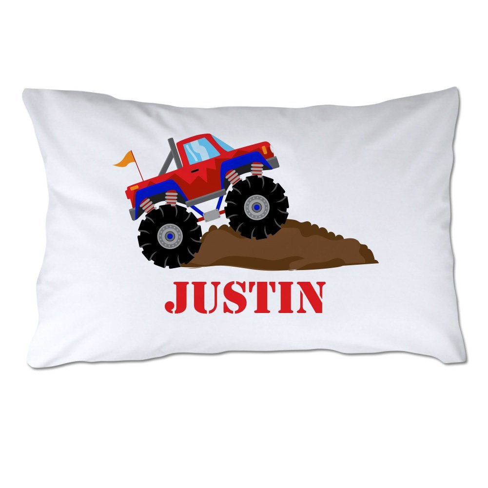 Personalized Red Off-Road Monster Truck Pillowcase