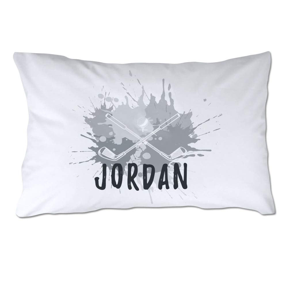 Personalized Golf Pillowcase with Gray Splash