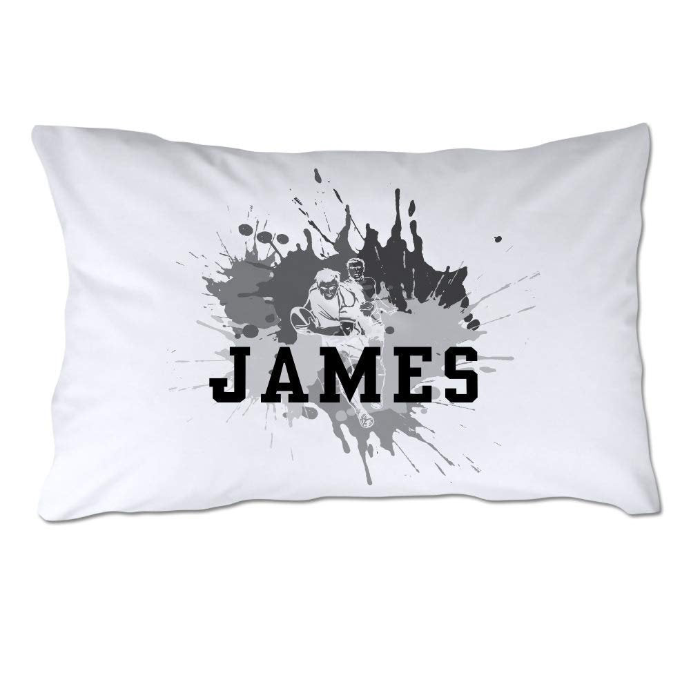 Personalized Rugby Pillowcase with Gray Splash