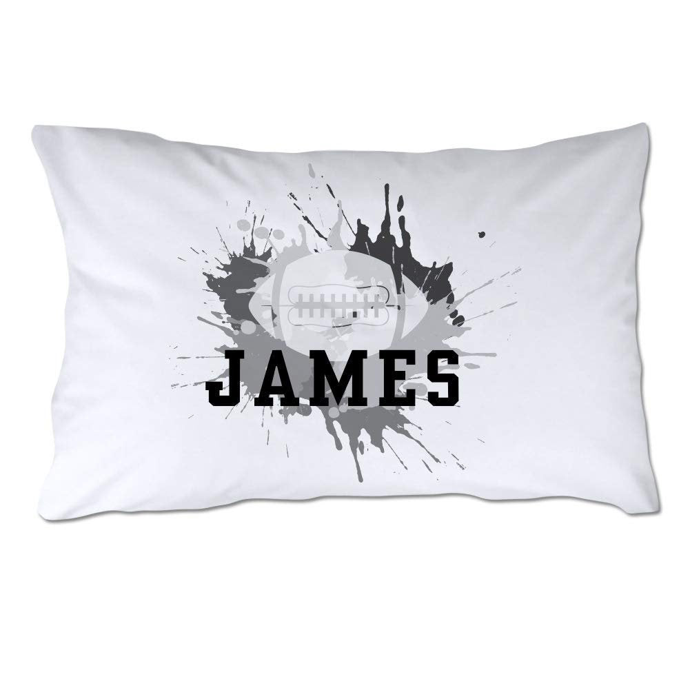 Personalized Football Pillowcase with Gray Splash