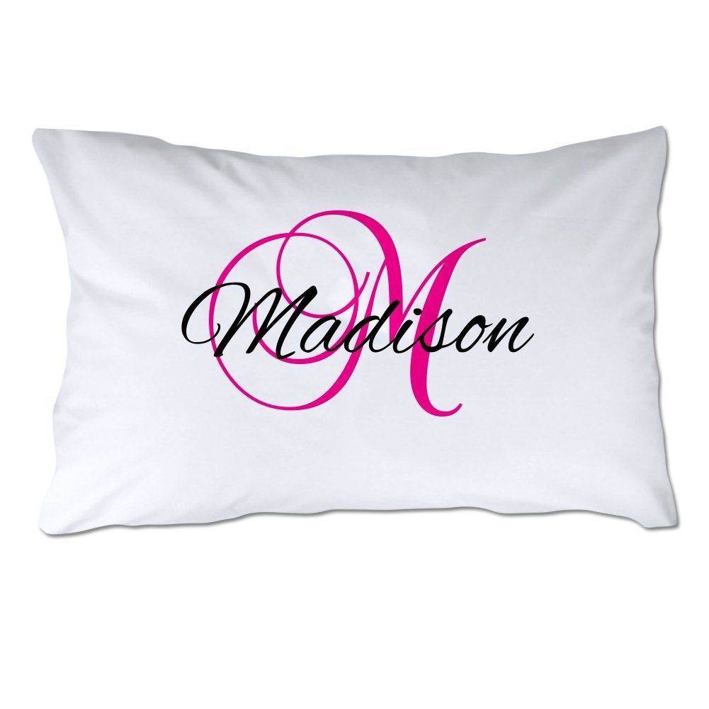 Personalized Toddler Size Script Name and Initial Pillowcase with Pillow Included