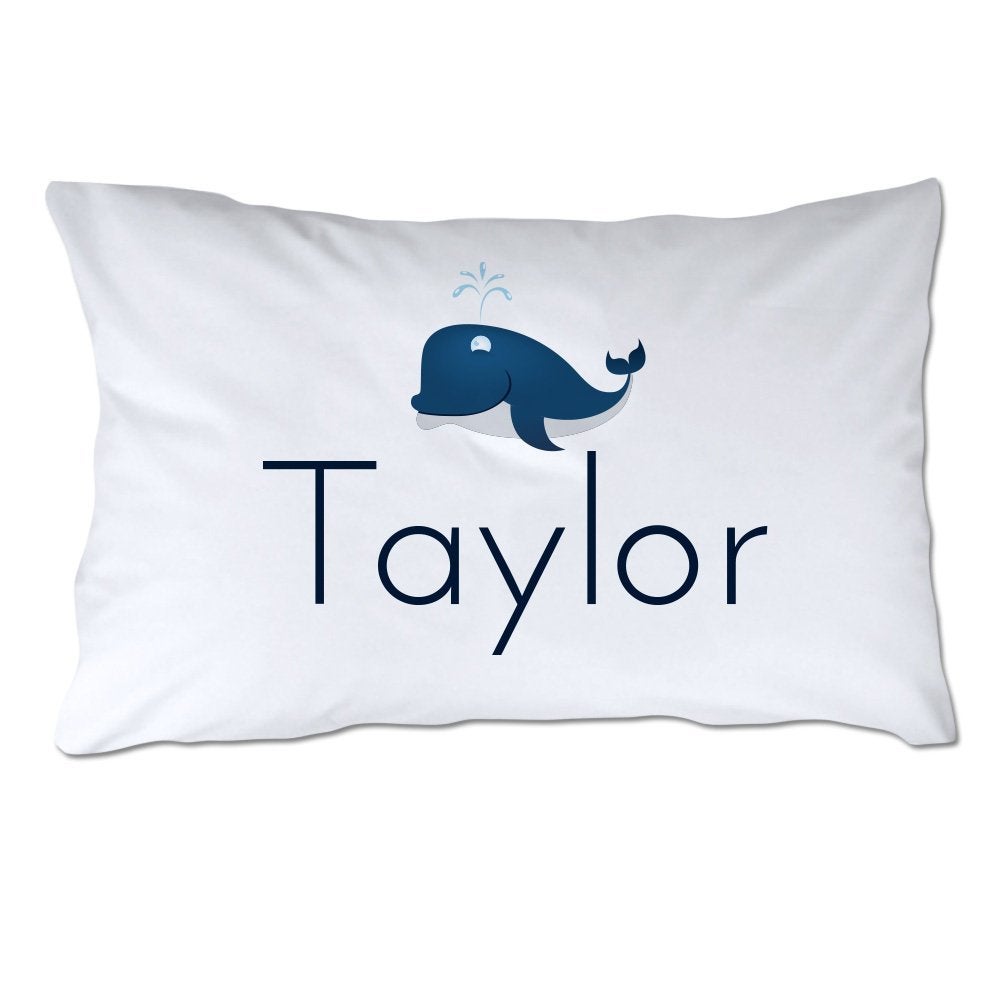 Personalized Toddler Size Whale Pillowcase with Pillow Included