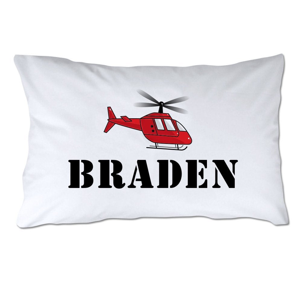 Personalized Toddler Size Helicopter Pillowcase with Pillow Included