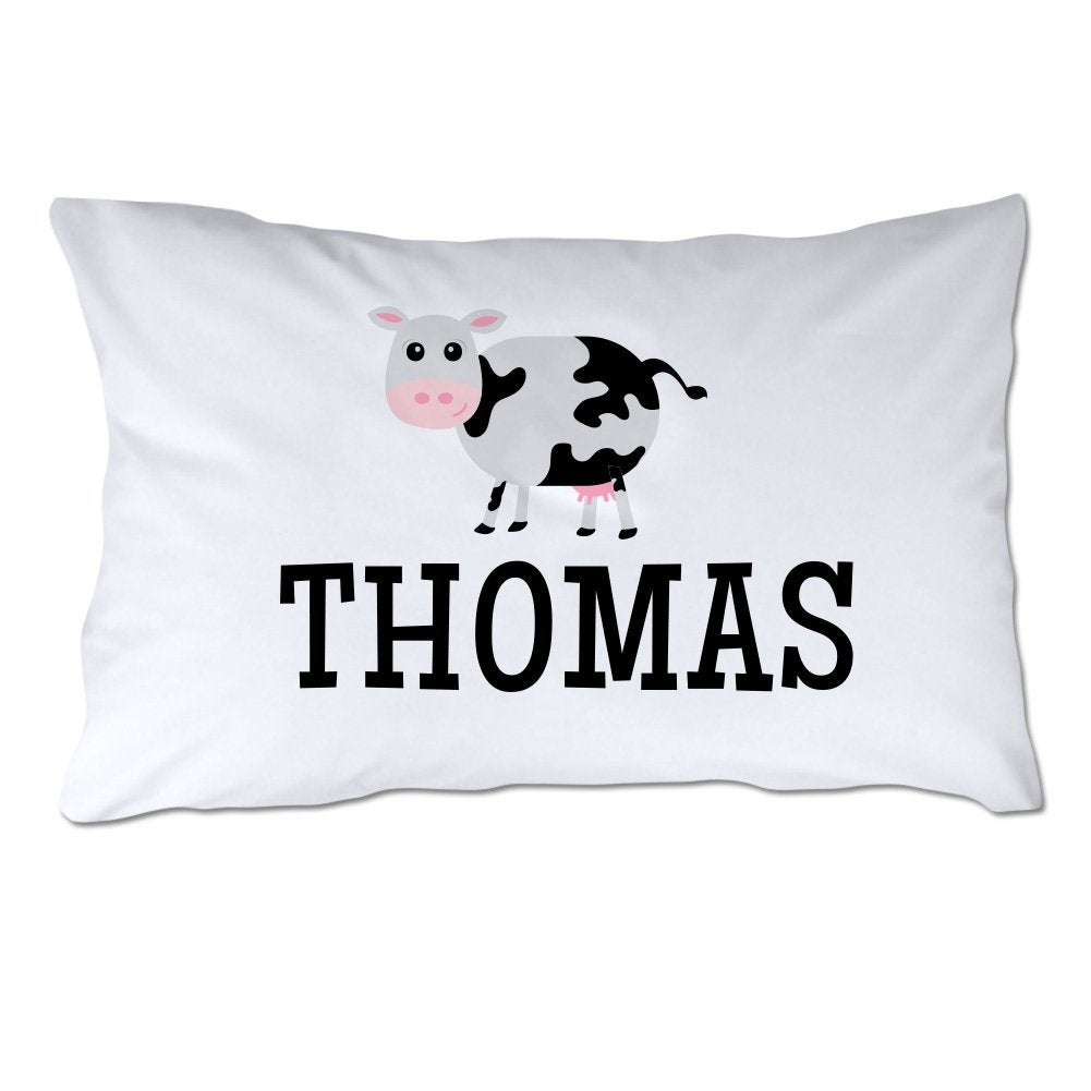 Personalized Toddler Size Cow Pillowcase with Pillow Included