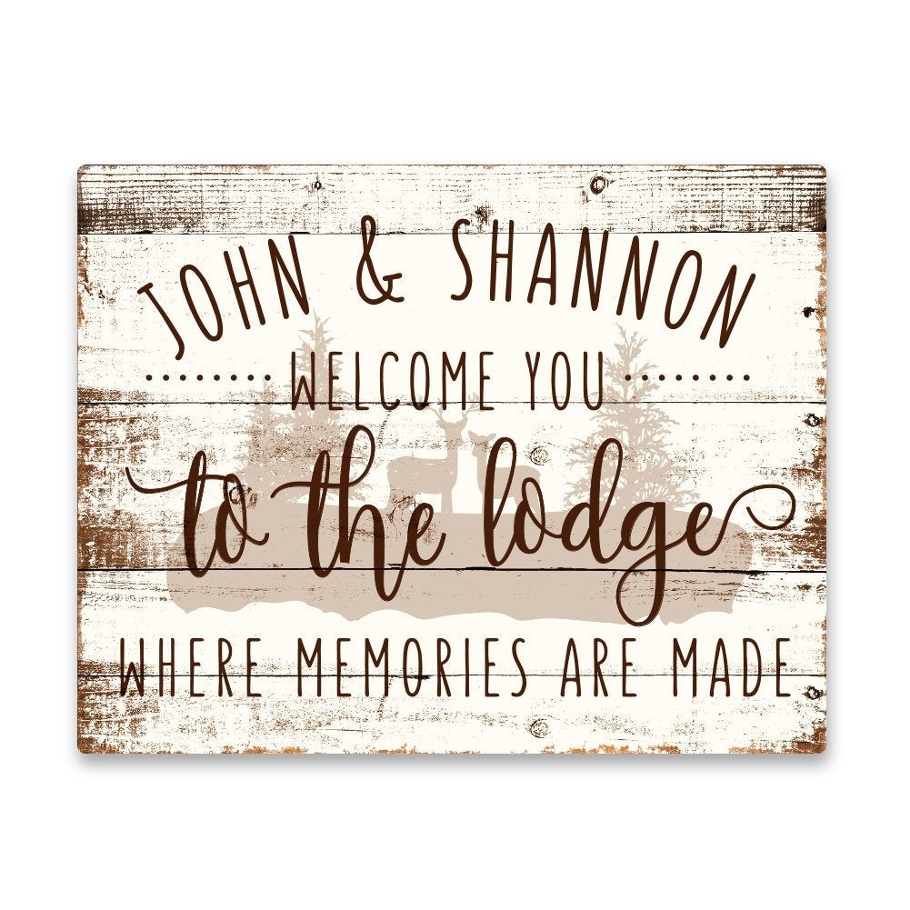 Personalized Welcome to the Lodge Aluminum Metal Wall Art