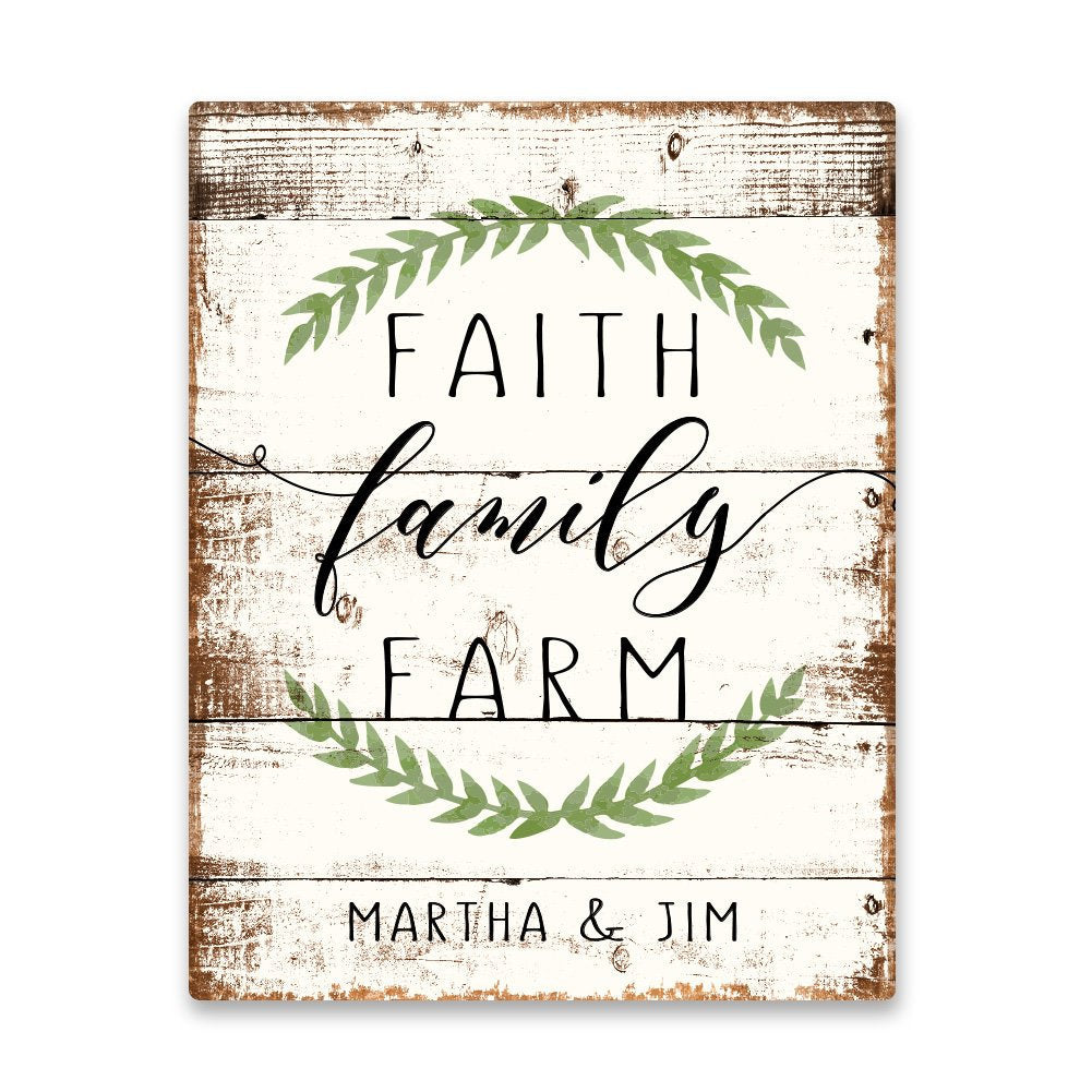 Personalized Faith Family Farm Aluminum Metal Wall Art