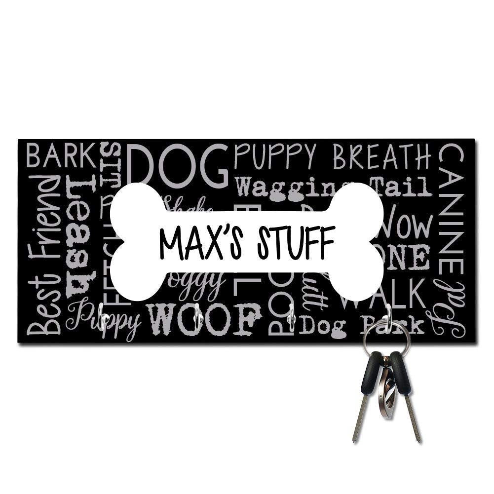 Personalized Bone Dog Word Collage Key and Leash Hanger
