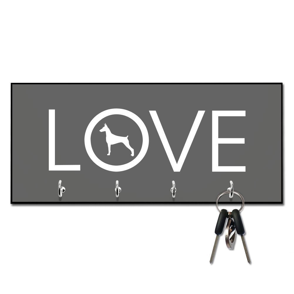 Love Doberman Key and Leash Hanger