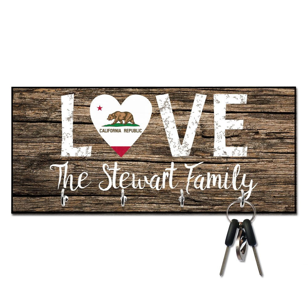 Personalized Love California State Flag Key Hanger