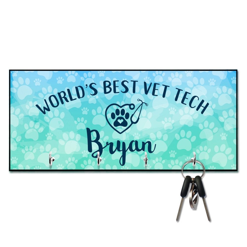 Personalized World's Best Veterinary Technician (Vet Tech) Key Hanger