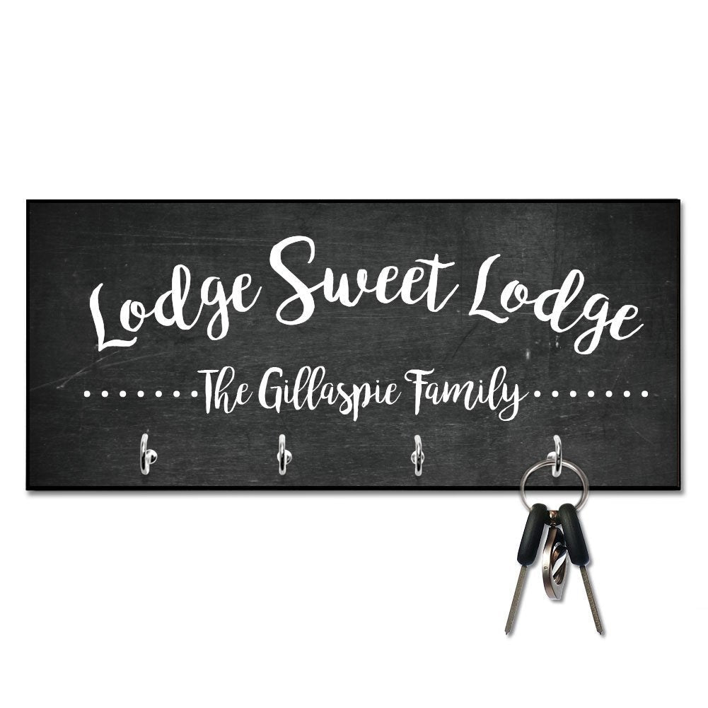 Personalized Chalkboard Lodge Sweet Lodge Key Hanger