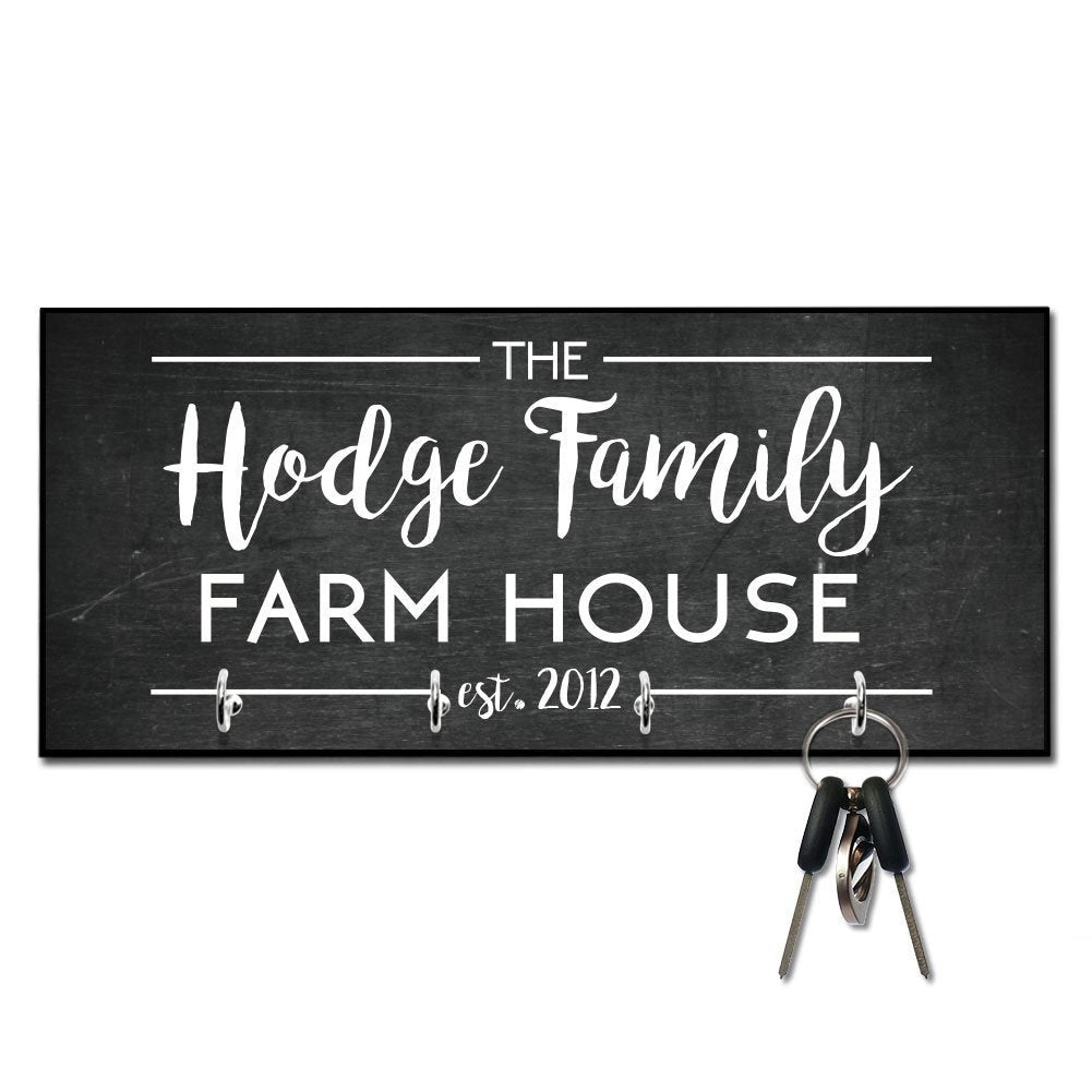 Personalized Chalkboard Farm House Key Hanger