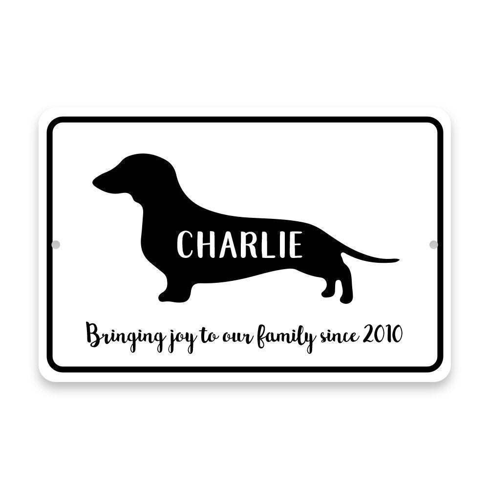 Personalized Dachshund Bringing Joy to Our Lives Metal Room Sign
