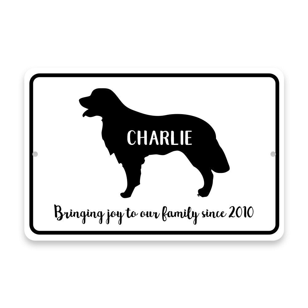Personalized Golden Retriever Bringing Joy to Our Lives Metal Room Sign