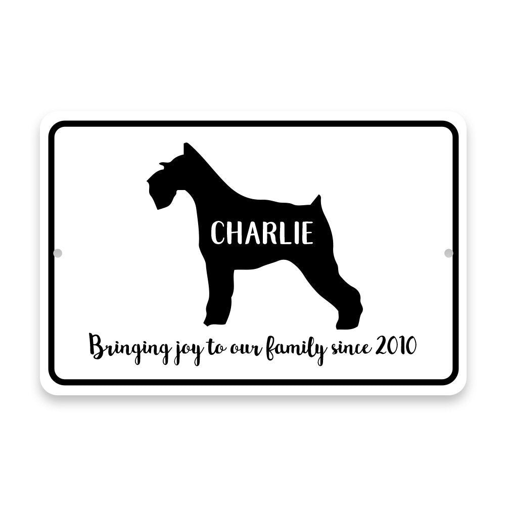 Personalized Schnauzer Bringing Joy to Our Lives Metal Room Sign
