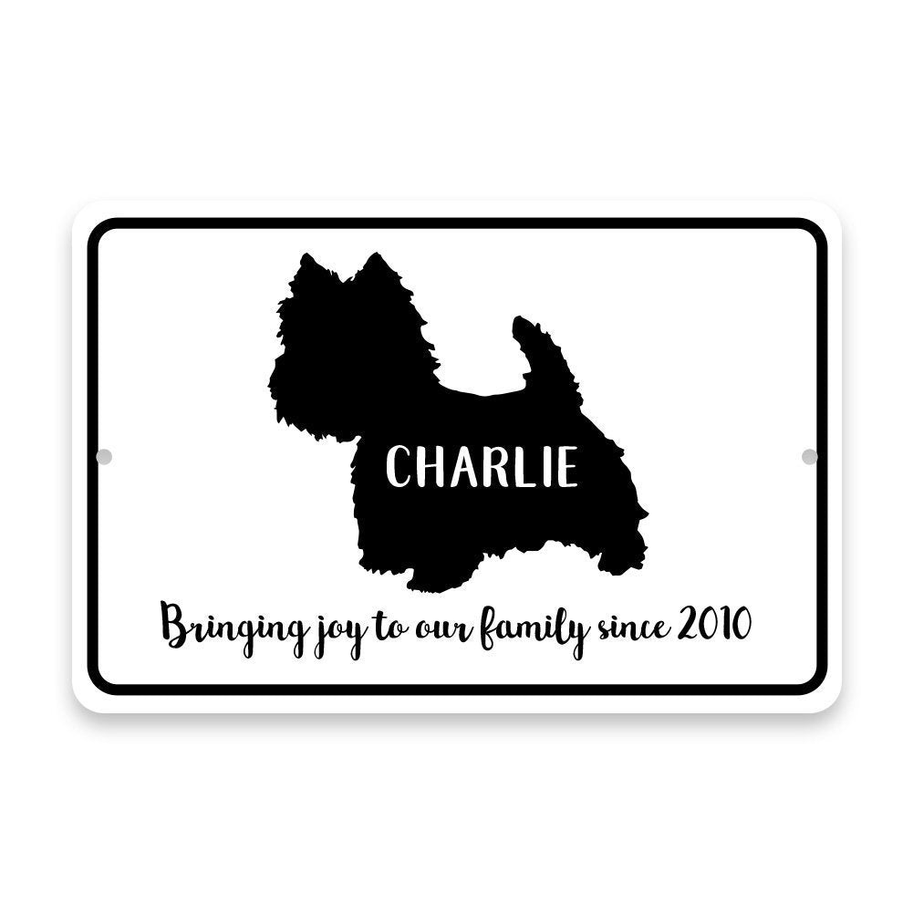 Personalized Westie Bringing Joy to Our Lives Metal Room Sign