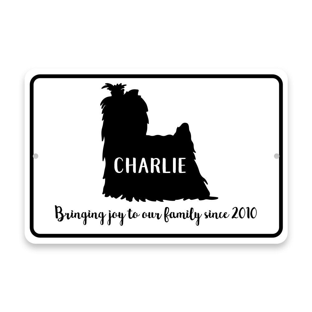 Personalized Yorkie Bringing Joy to Our Lives Metal Room Sign