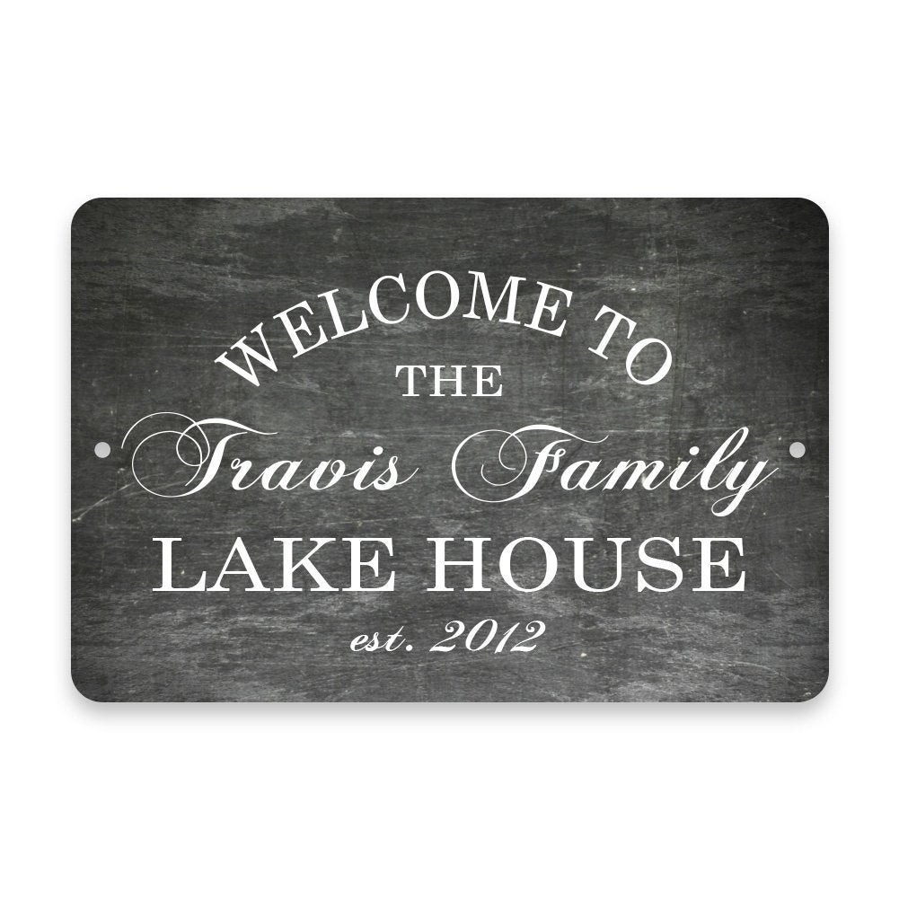 Personalized Chalkboard Welcome to The Family Lake House Metal Room Sign