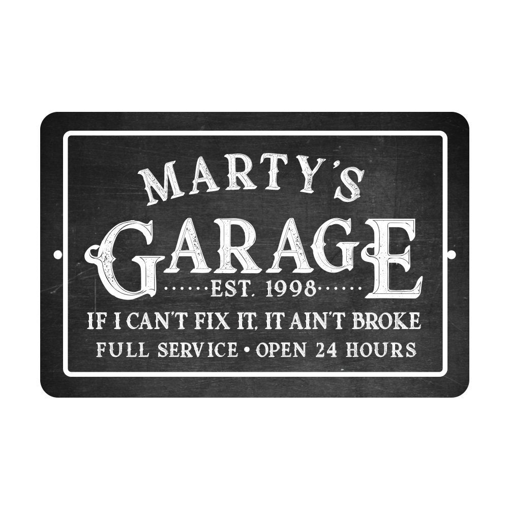 Personalized Chalkboard Garage If I Can't Fix It Metal Room Sign